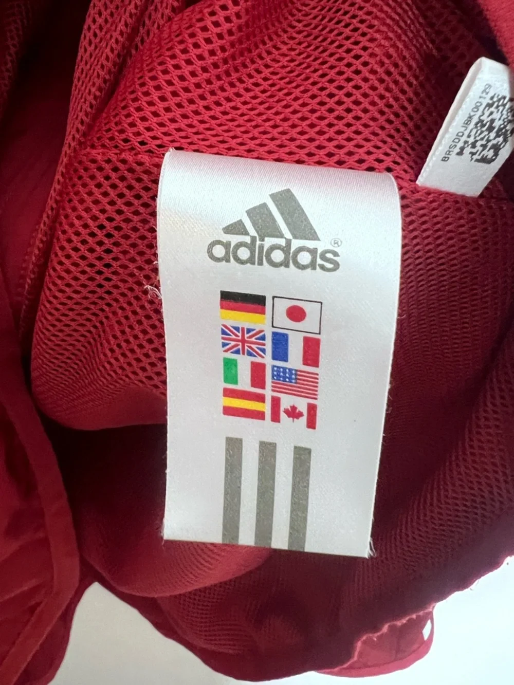 Adidas Men’s Red White Stripe Climaproof Full Zip Windbreaker